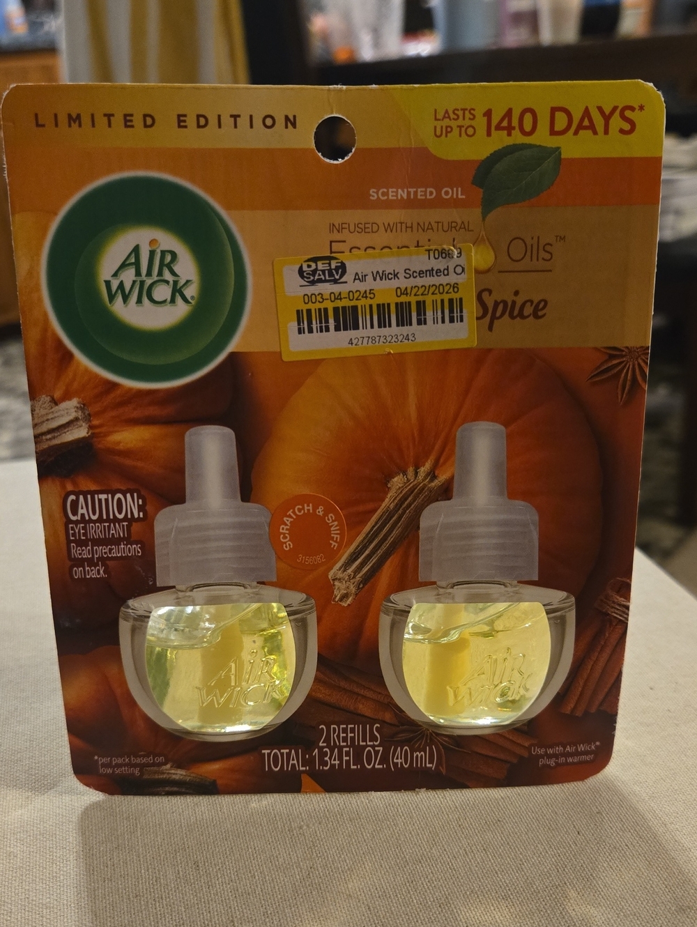 Air Wick Pumpkin Spice Scented Oil Refills - Limited Edition 1120